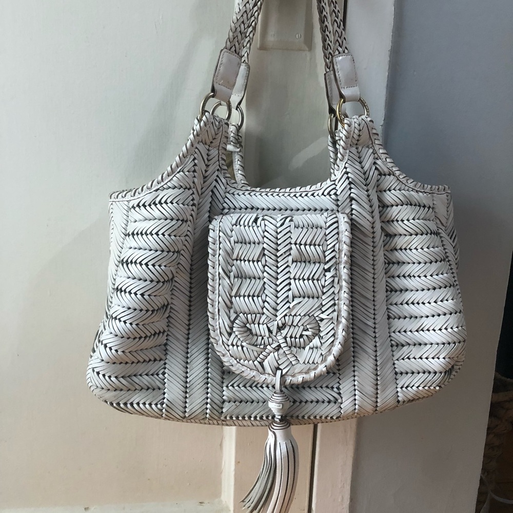 Anya Hindmarch London Woven Leather Neeson Tassel Tote Handbag - Picture 3 of 12